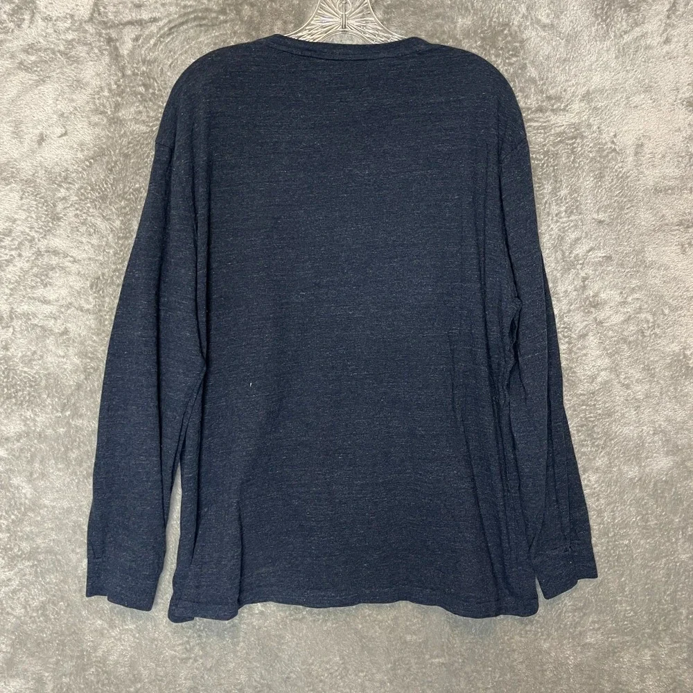 Polo Ralph Lauren Men Classic Heathered Pony Blue V Neck Long Sleeve T Shirt M